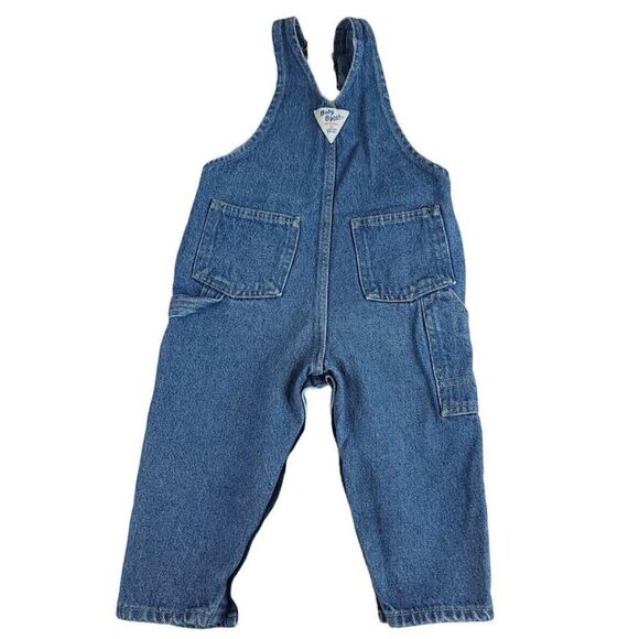 OshKosh Baby B'Gosh Denim Overalls Vintage 80s Carpenter Style Vestbak Size 18M - Picture 4 of 7